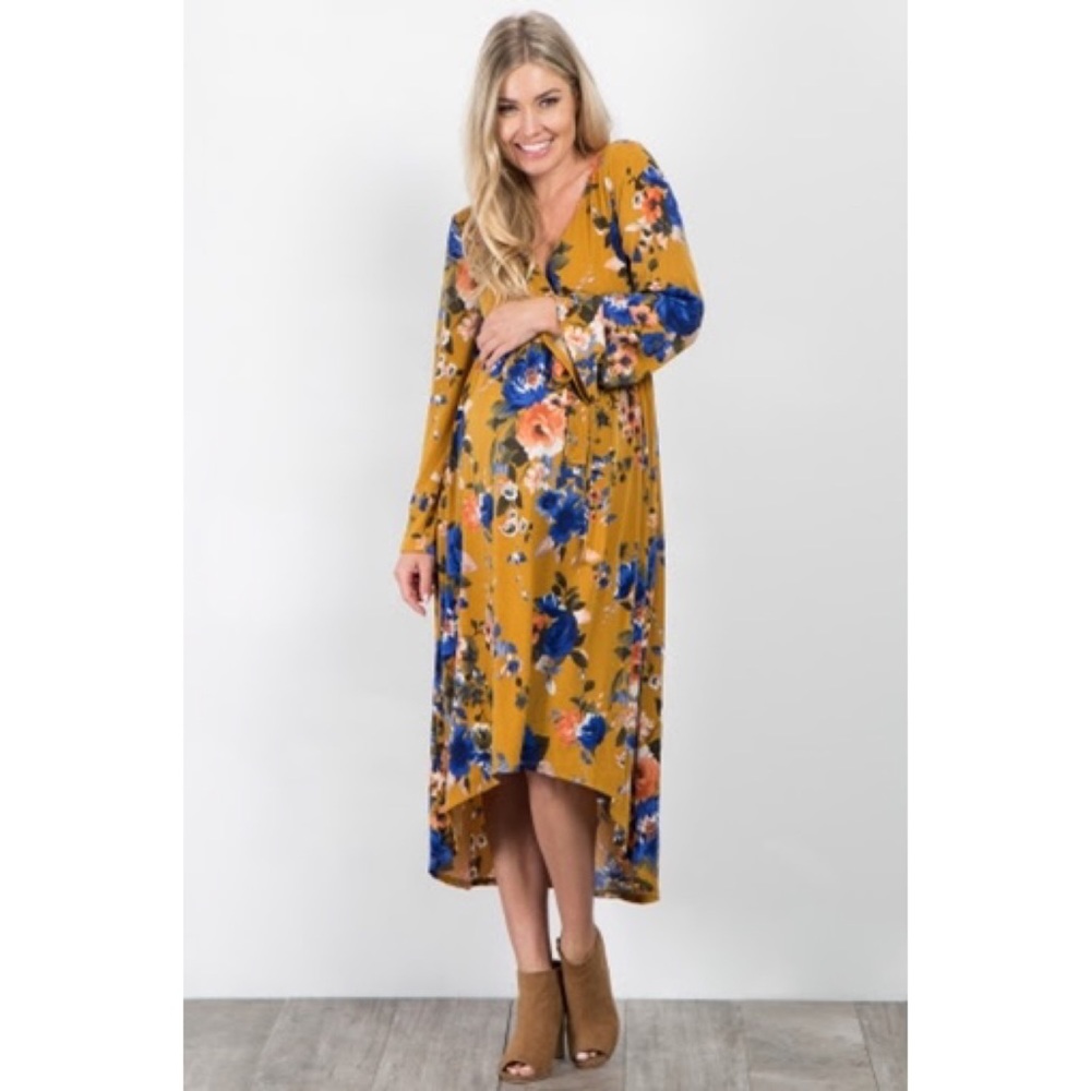 Pinkblush Yellow Floral Hi-Low Wrap Dress